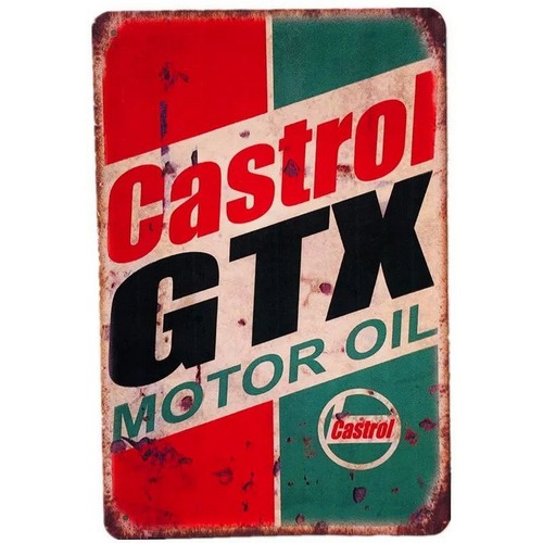 Castrol Oil Gtx - Placa de Metal Retrô Castrol GTX